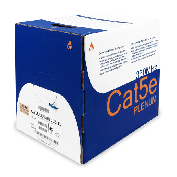 1000Ft Cat.5E Solid Cable Plenum Blue, UL/ETL/CSA