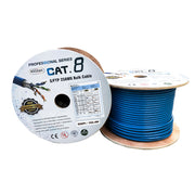 500Ft Cat.8 Solid S/FTP Bulk Wire 23AWG 40Gbps Blue