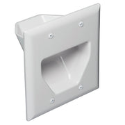 2-Gang Recessed Low Voltage Cable Plate, White