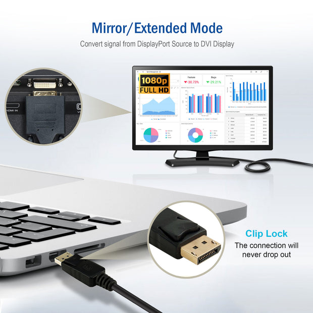 DisplayPort to DVI Video Cable, DisplayPort Male to DVI Male