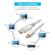 Mini DisplayPort 1.2 Video Cable, Mini DisplayPort Male to DisplayPort Male