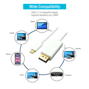 USB-C video cable, USB-C device to DisplayPort display, 3 foot, white