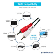 RCA Stereo Audio Cable, Dual RCA Male, 2 channel (Right and Left)