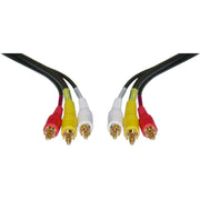 Stereo/VCR RCA Cable, 2 RCA (Audio) + RCA RG59 Video, Gold-plated Connectors