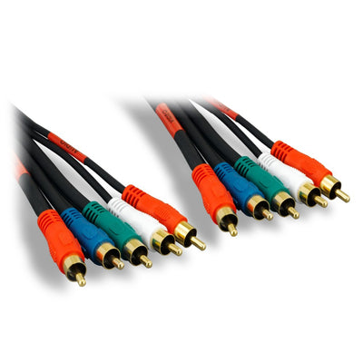 High Quality Component Video and Audio RCA Cable, 3 RCA (RGB) and 2 RCA (Right and Left) Male, Gold-plated Connectors