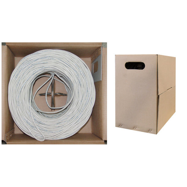 Shielded Cat5e Gray Solid Copper Ethernet Cable, F/UTP, POE Compliant, Pullbox, 1000 foot