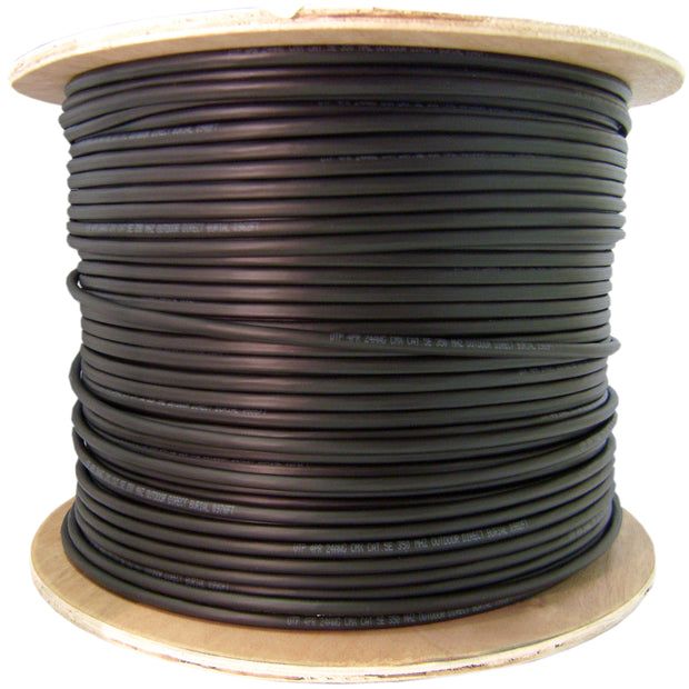 Direct Burial/Outdoor rated Cat6 Black Ethernet Cable, Solid, CMX, Waterproof Tape, Spool, 1000 foot