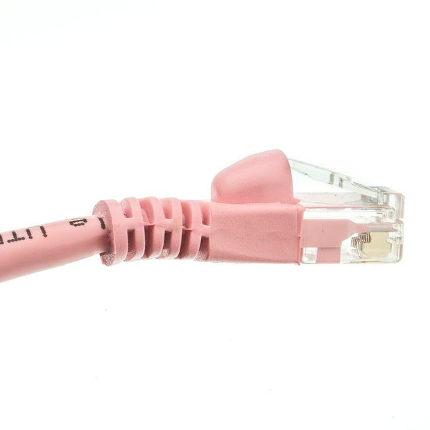 Cat6 Pink Copper Ethernet Patch Cable, Snagless/Molded Boot, POE Compliant