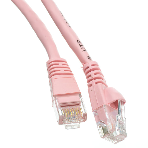 Cat6 Pink Copper Ethernet Patch Cable, Snagless/Molded Boot, POE Compliant