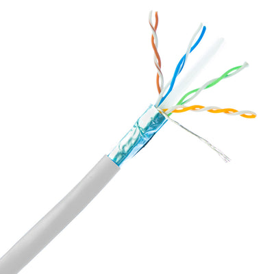 Shielded Cat6 Ethernet Cable, Solid 23 AWG Copper, POE Compliant, Spool, 1000 foot