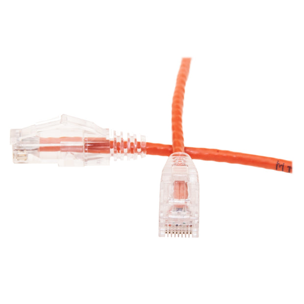 Cat6 Orange Slim Ethernet Patch Cable, Snagless/Molded Boot