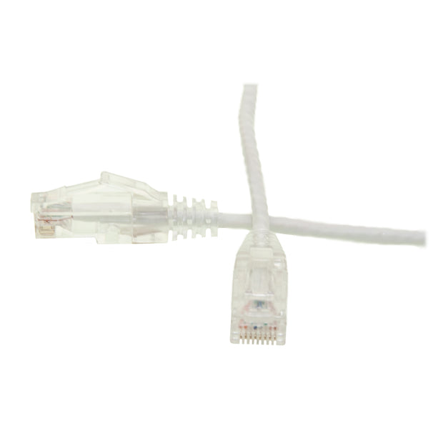 Cat6 White Slim Ethernet Patch Cable, Snagless/Molded Boot