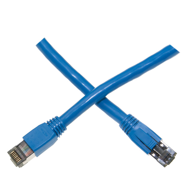 Cat8 Blue S/FTP Ethernet Patch Cable, Molded Boot, 40Gbps - 2000MHz, 4-Pair 24AWG Copper, RJ45 Male