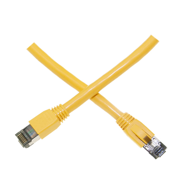 Cat8 Yellow S/FTP Ethernet Patch Cable, Molded Boot, 40Gbps - 2000MHz, 4-Pair 24AWG Copper, RJ45 Male