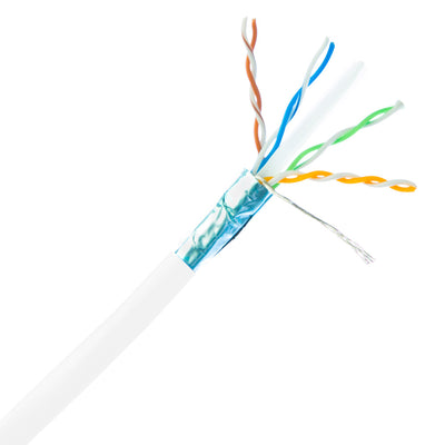 Plenum Shielded Cat6a Copper Ethernet Cable, 10 Gigabit Solid, CMP, POE Compliant, 500Mhz, 23 AWG, Spool, 1000 foot