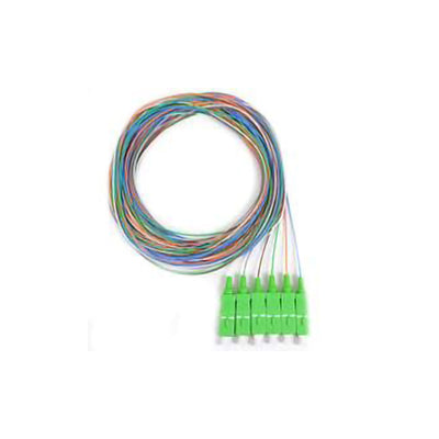 6 Strand Fiber Pigtail, 9/125 Singlemode(Green Boot), SC/APC, 3 meter