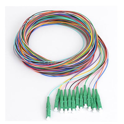 12 Strand Fiber Pigtail, 9/125 Singlemode(Green Boot), LC/APC, 3 meter