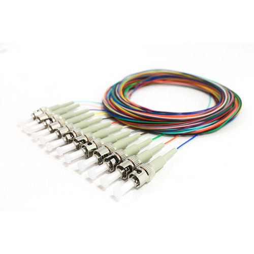 12 Strand Fiber Pigtail, OM1 - 62.5/125, Multmode Beige Boot ST/PC connectors, 3 meter