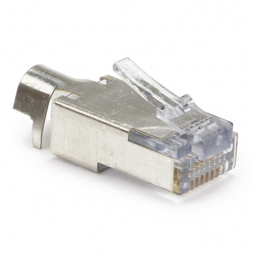 Platinum Tools EZ-RJ45 Shielded Cat6/Cat5e Crimp Connectors, external ground, Slide Through Wires, POE Compliant, Jar 50 pieces