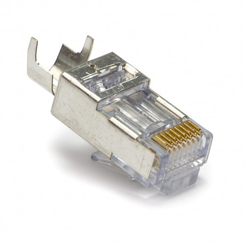 Platinum Tools EZ-RJ45 Shielded Cat6/Cat5e Crimp Connectors, external ground, Slide Through Wires, POE Compliant, Jar 50 pieces