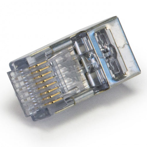 Platinum Tools ezEX-RJ45 Shielded Cat6/Cat5e Crimp Connectors, internal ground, POE Compliant, Jar 50 pieces