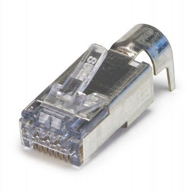 Platinum Tools ezEX-RJ45 Cat6a Shielded Crimp Connectors, external ground, POE Compliant, Jar 50 pieces