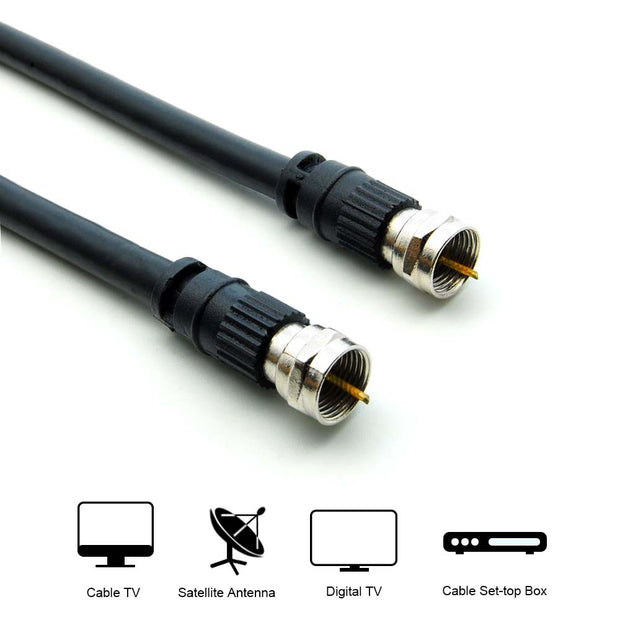 6Ft F-Type Screw-on RG6 Cable Black