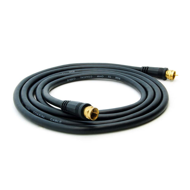 6Ft F-Type Screw-on RG6 Cable Black Gold Plated