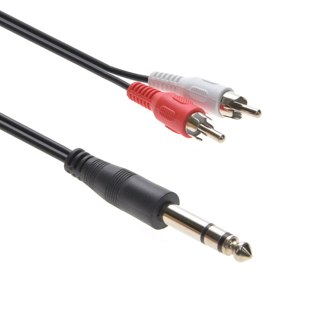 10Ft 1/4" Stereo Plug to 2 x RCA Plug