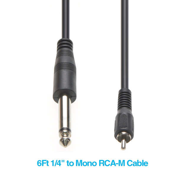 6Ft 1/4" Mono plug to RCA Male