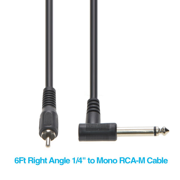 6Ft Right Angle 1/4" to Mono RCA-M Cable