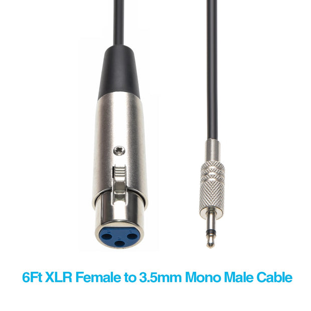 25Ft XLR Female to 3.5mmm Mono Male Cable