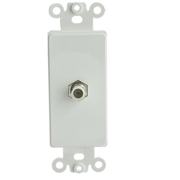 Decora Wall Plate Insert, White, F-pin Coaxial Coupler, F-Pin Female