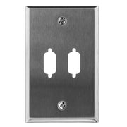 Wall Plate, 2 Port DB9 / HD15 (VGA), Single Gang, Stainless Steel