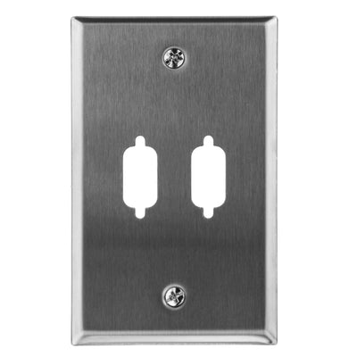 Wall Plate, 2 Port DB9 / HD15 (VGA), Single Gang, Stainless Steel