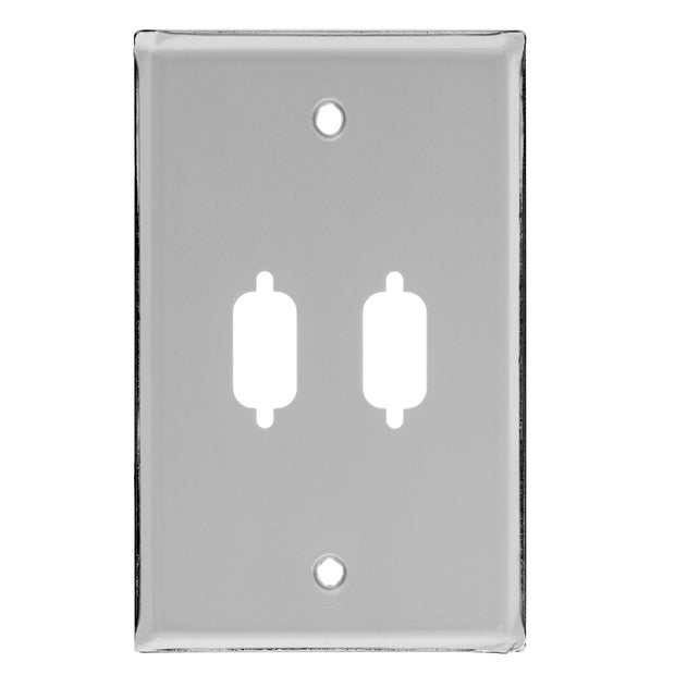 Wall Plate, 2 Port DB9 / HD15 (VGA), Single Gang, Stainless Steel