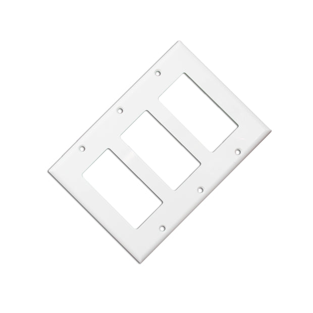 Wall Plate, White, Blank Decora, Triple Gang