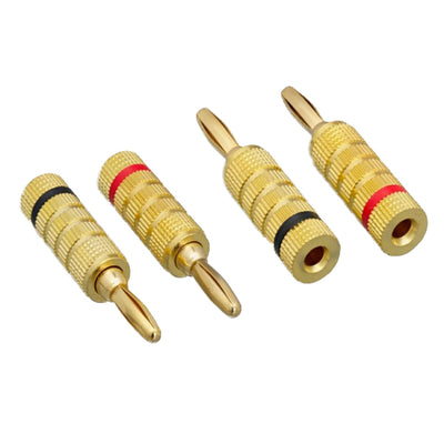 Banana Plug for Speaker Cable, Closed Screw Type, Gold-Plated, 2 Piece