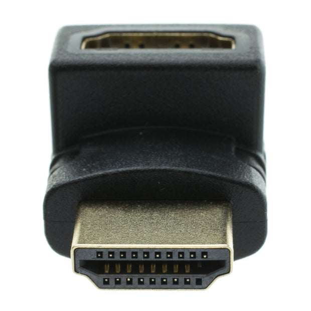 HDMI High Speed Vertical 90 Degree Elbow Adapter - Up, HDMI Type-A Male to HDMI Type-A Female, 4K 60Hz, Black