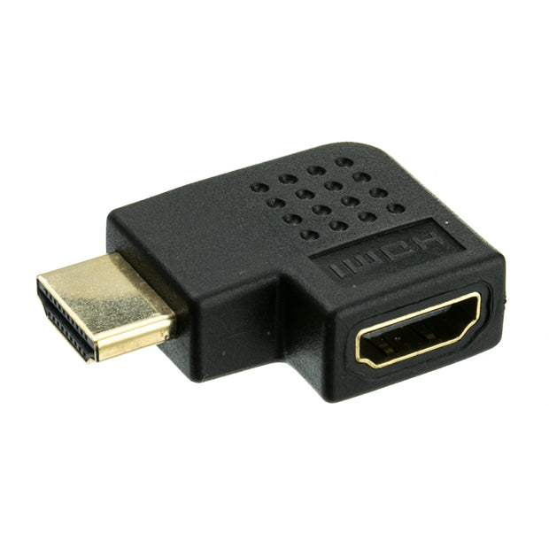 HDMI High Speed Horizontal 90 Degree Elbow Adapter - Left, HDMI Type-A Male to HDMI Type-A Female, 4K 60Hz, Black