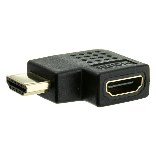 HDMI High Speed Horizontal 90 Degree Elbow Adapter - Left, HDMI Type-A Male to HDMI Type-A Female, 4K 60Hz, Black