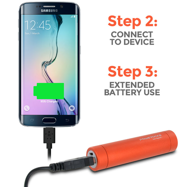 Powerocks 2800mAh Power Bank, 1 USB port, Includes Micro USB Charge Cable, Orange