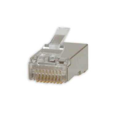 Shielded Cat6a RJ45 Crimp Connectors for Stranded Cable, POE Compliant, 100 pieces