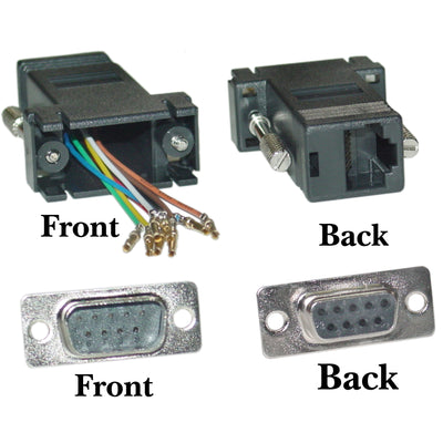 Modular Adapter, DB9 Male to RJ45 Jack