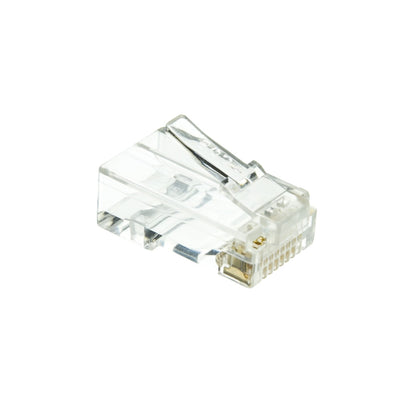 Cat6 Crimp Connectors for Solid Cable w/ staggered guides, POE Compliant, 100 pieces