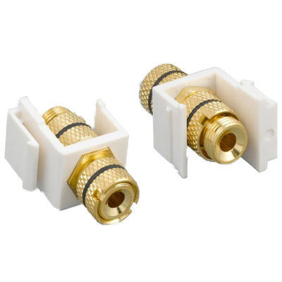 Keystone Insert, White, Black left Channel Banana Plug Binding Post, Banana Plug Female Coupler