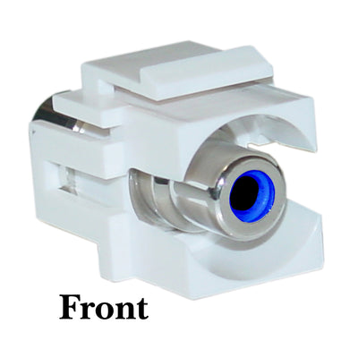 Keystone Insert, White, Recessed RCA Female Coupler (Blue RCA)