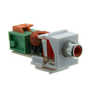 Keystone Insert, White, RCA Female to Balun over twisted pair (Black RCA), Working Distance 350 foot