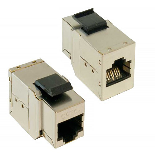 Shielded Cat6a Keystone, In-Line Coupler, RJ45 Female