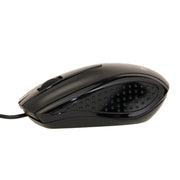 Three button Optical Mouse, scroll wheel, USB, Black